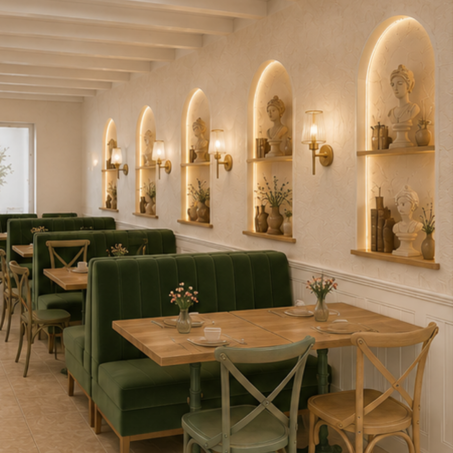 Espace salon de thé imaginé pour Maison Émilie à Chalon-sur-Saône